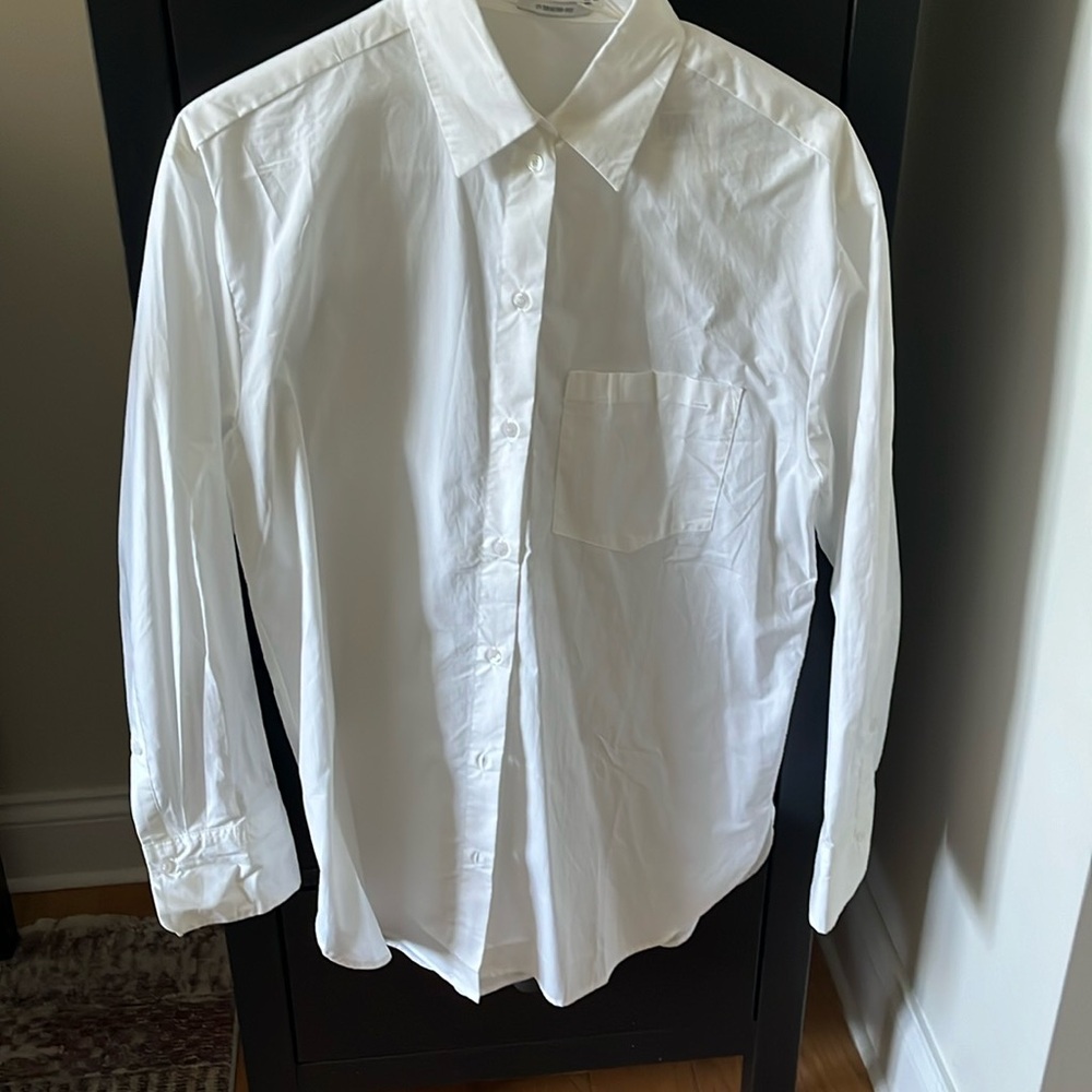 Oversized white cotton button up . NWT